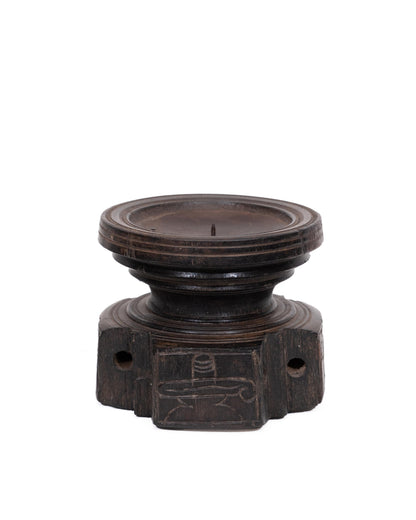 WOODEN SEEDER CANDLE STAND originally old seeder | Kanoochoo