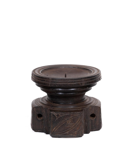 WOODEN SEEDER CANDLE STAND originally old seeder | Kanoochoo