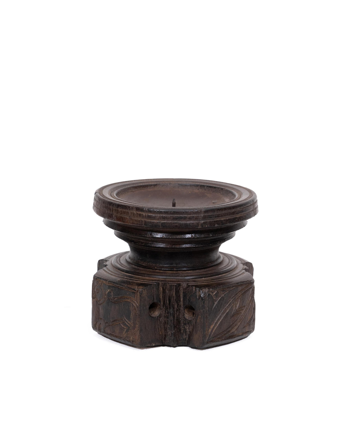 WOODEN SEEDER CANDLE STAND originally old seeder | Kanoochoo