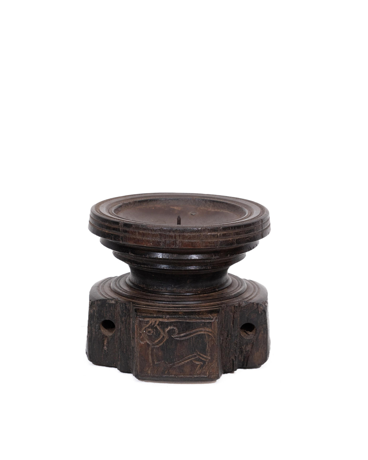 WOODEN SEEDER CANDLE STAND originally old seeder | Kanoochoo