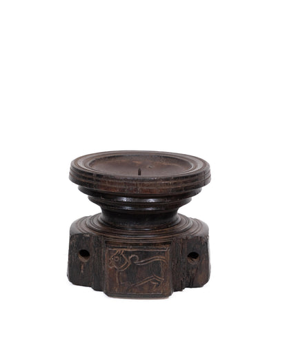 WOODEN SEEDER CANDLE STAND originally old seeder | Kanoochoo