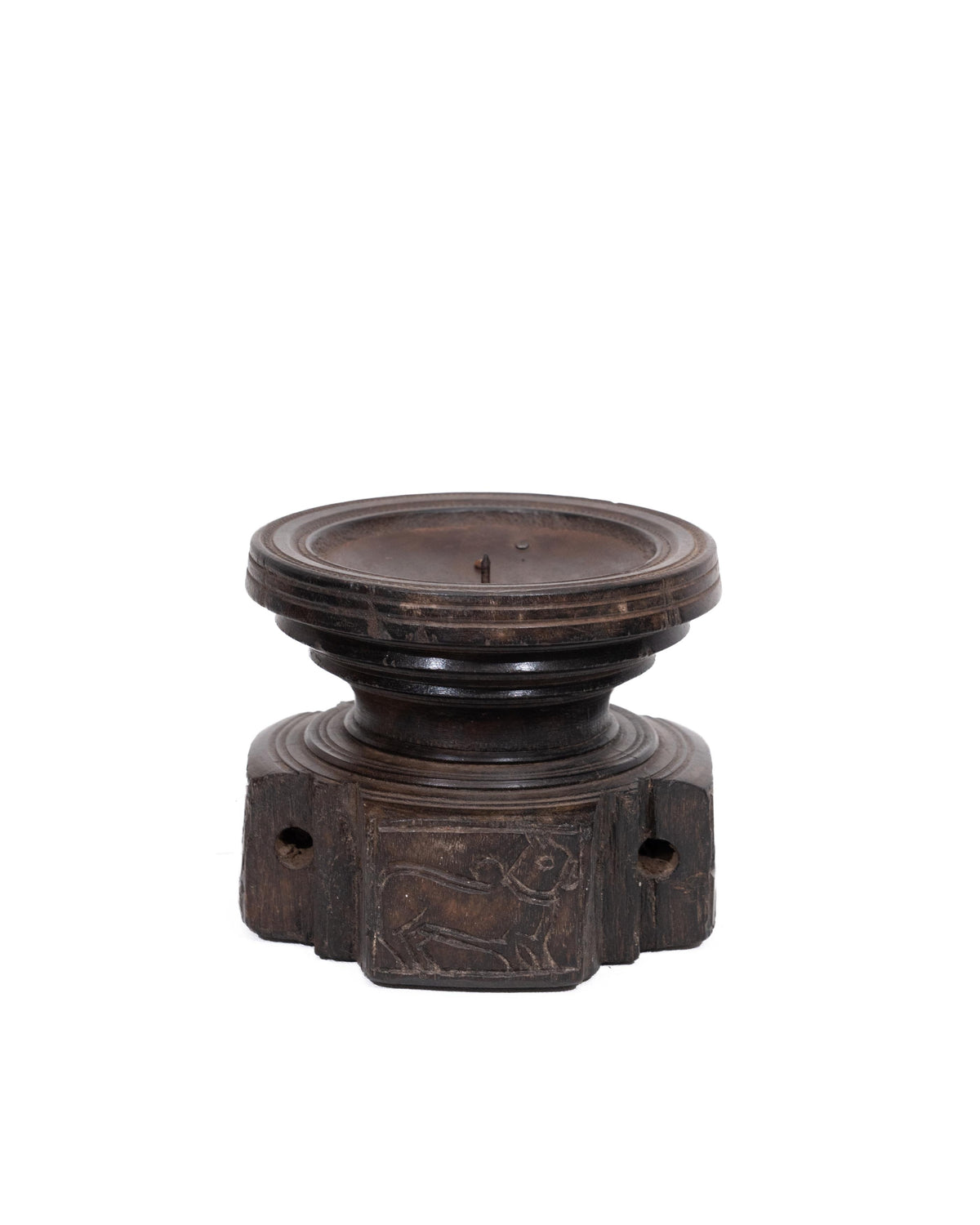 WOODEN SEEDER CANDLE STAND originally old seeder | Kanoochoo