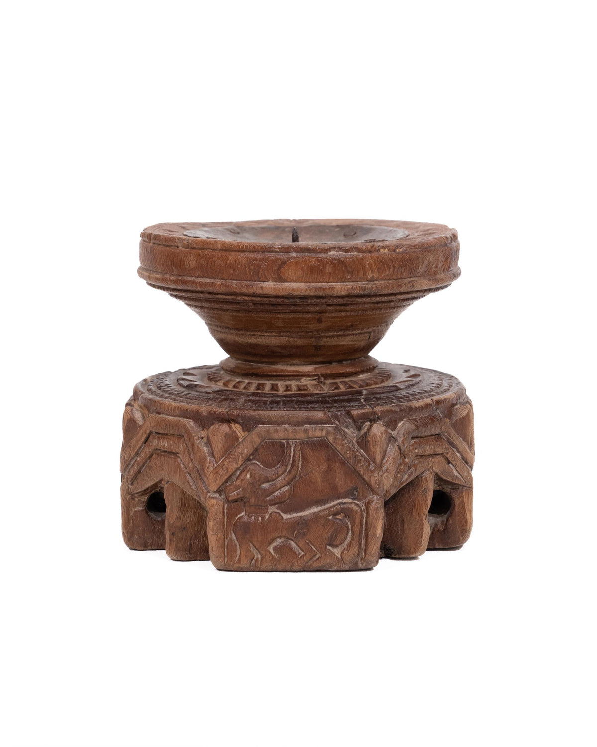 WOODEN SEEDER CANDLE STAND originally old seeder | Kanoochoo