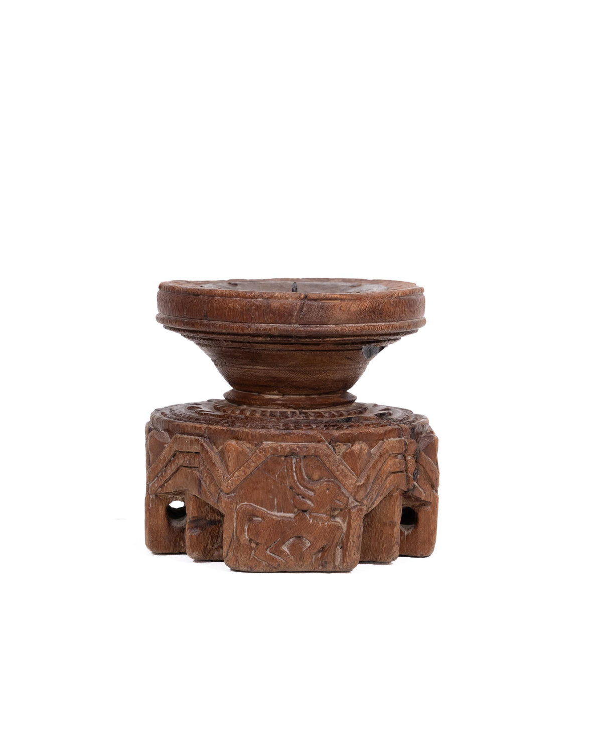 WOODEN SEEDER CANDLE STAND originally old seeder | Kanoochoo