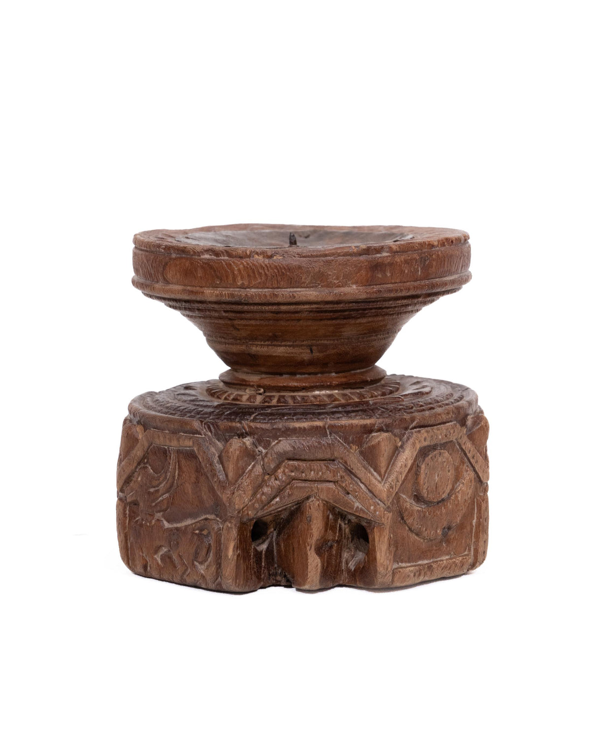 WOODEN SEEDER CANDLE STAND originally old seeder | Kanoochoo