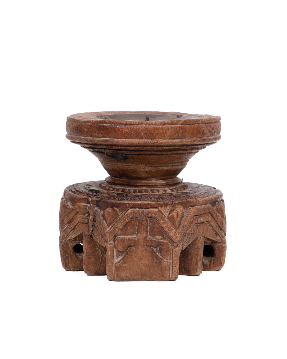 WOODEN SEEDER CANDLE STAND originally old seeder | Kanoochoo