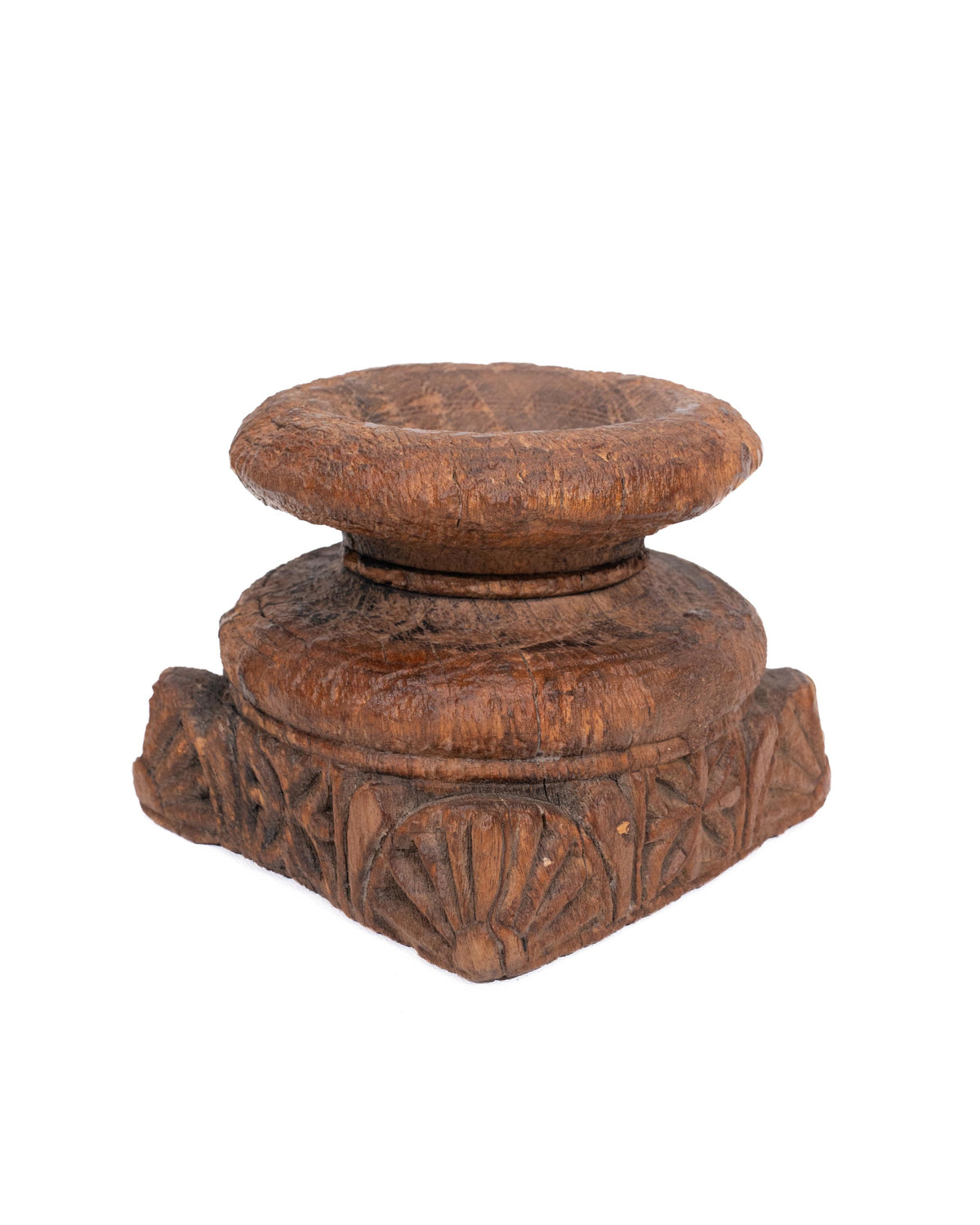 WOODEN SEEDER CANDLE STAND originally old seeder | Kanoochoo