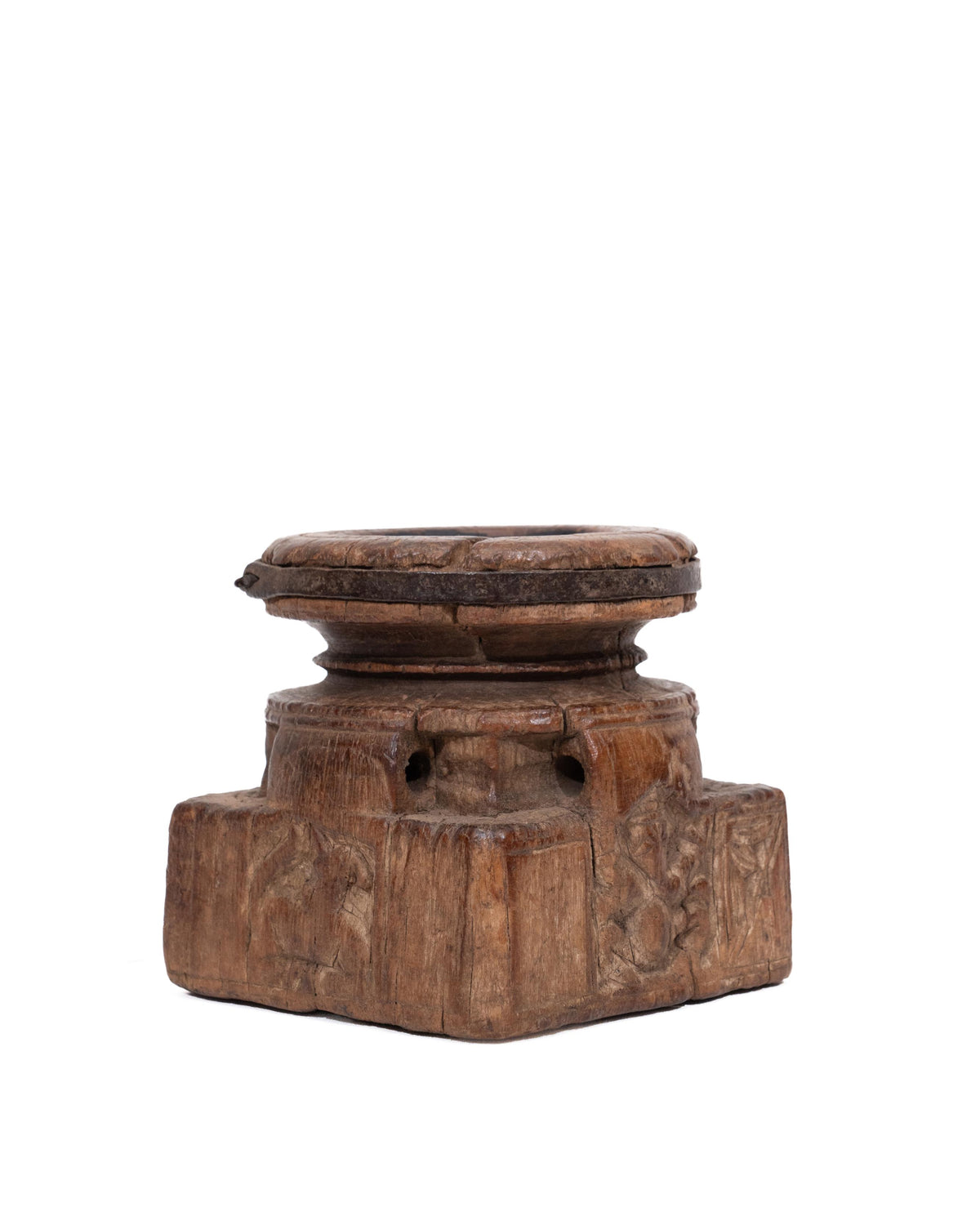 WOODEN SEEDER CANDLE STAND originally old seeder | Kanoochoo