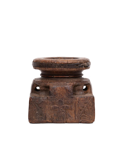 WOODEN SEEDER CANDLE STAND originally old seeder | Kanoochoo