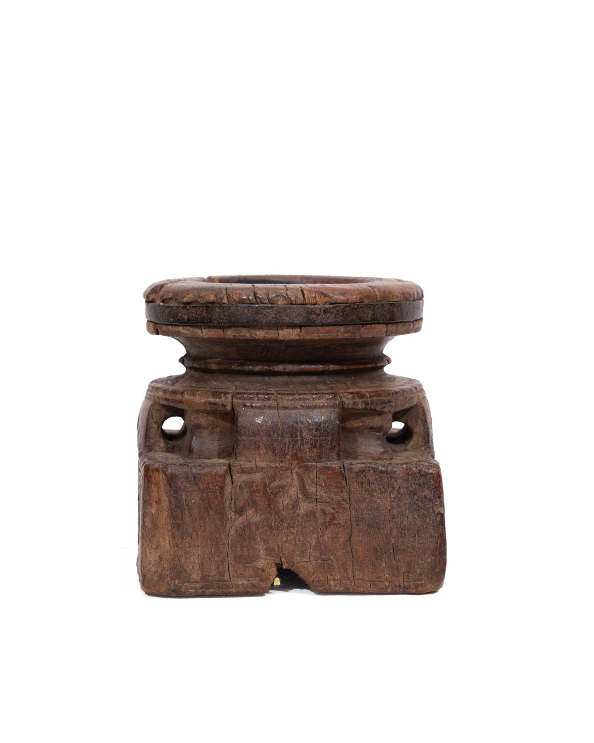 WOODEN SEEDER CANDLE STAND originally old seeder | Kanoochoo