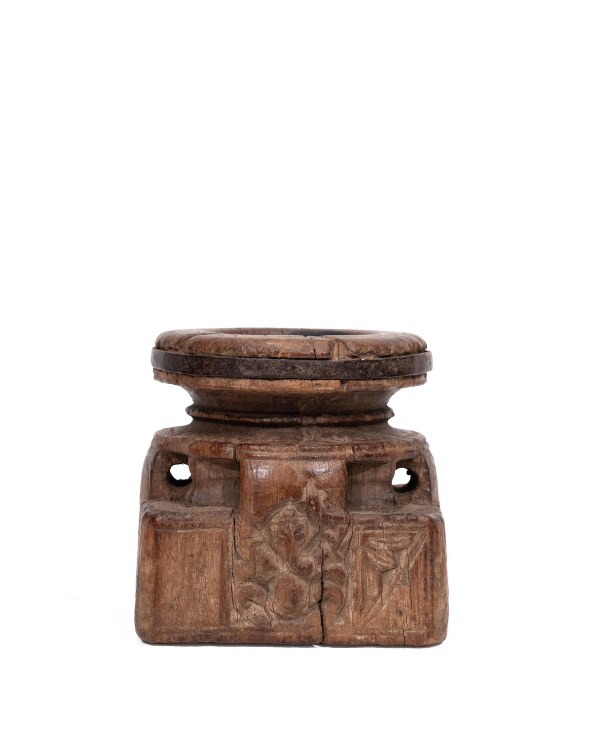 WOODEN SEEDER CANDLE STAND originally old seeder | Kanoochoo