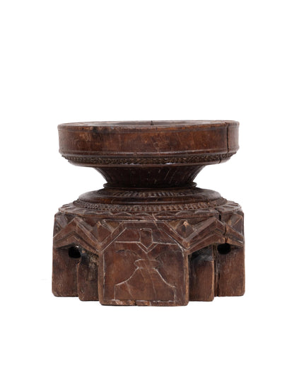 WOODEN SEEDER CANDLE STAND originally old seeder | Kanoochoo
