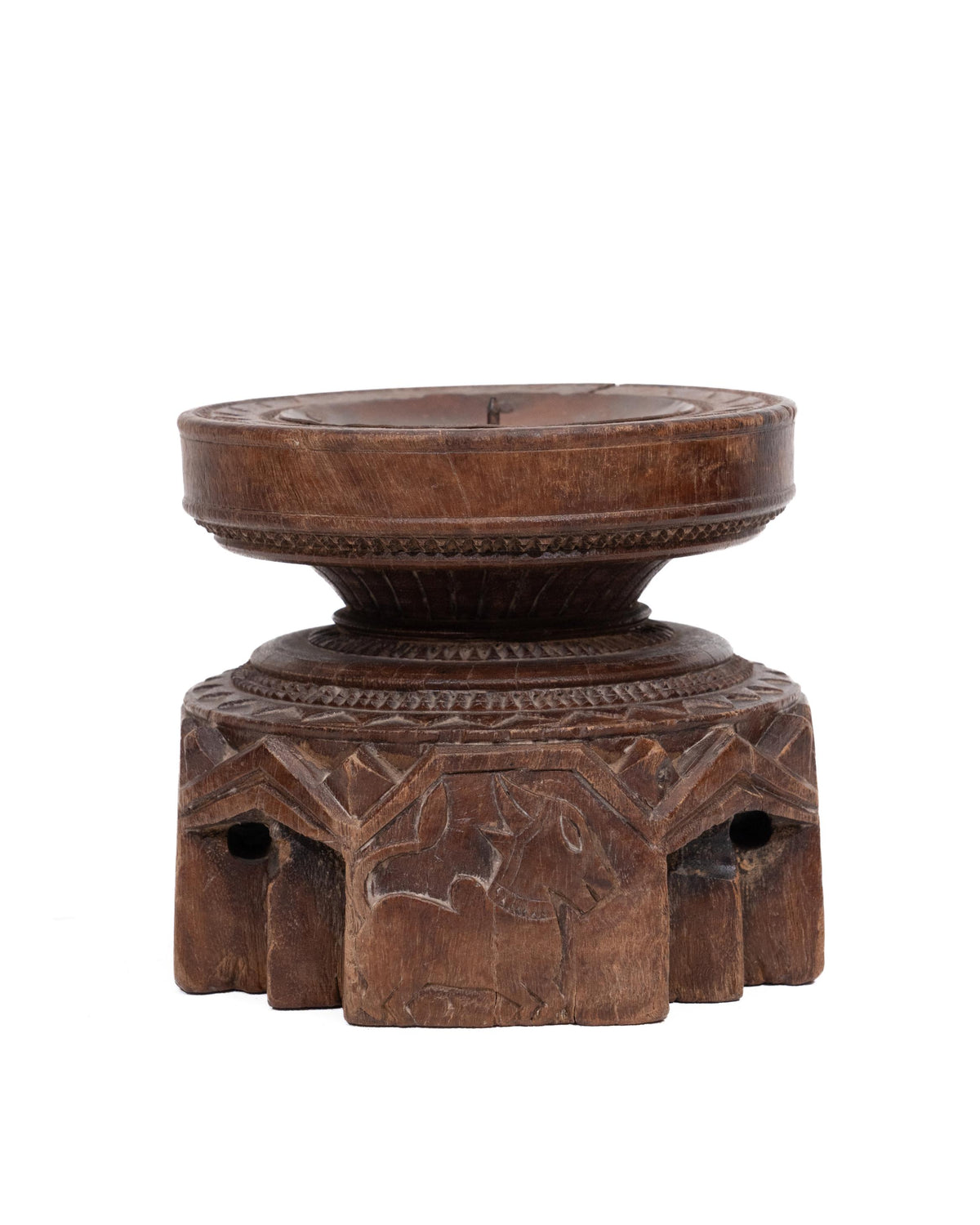 WOODEN SEEDER CANDLE STAND originally old seeder | Kanoochoo